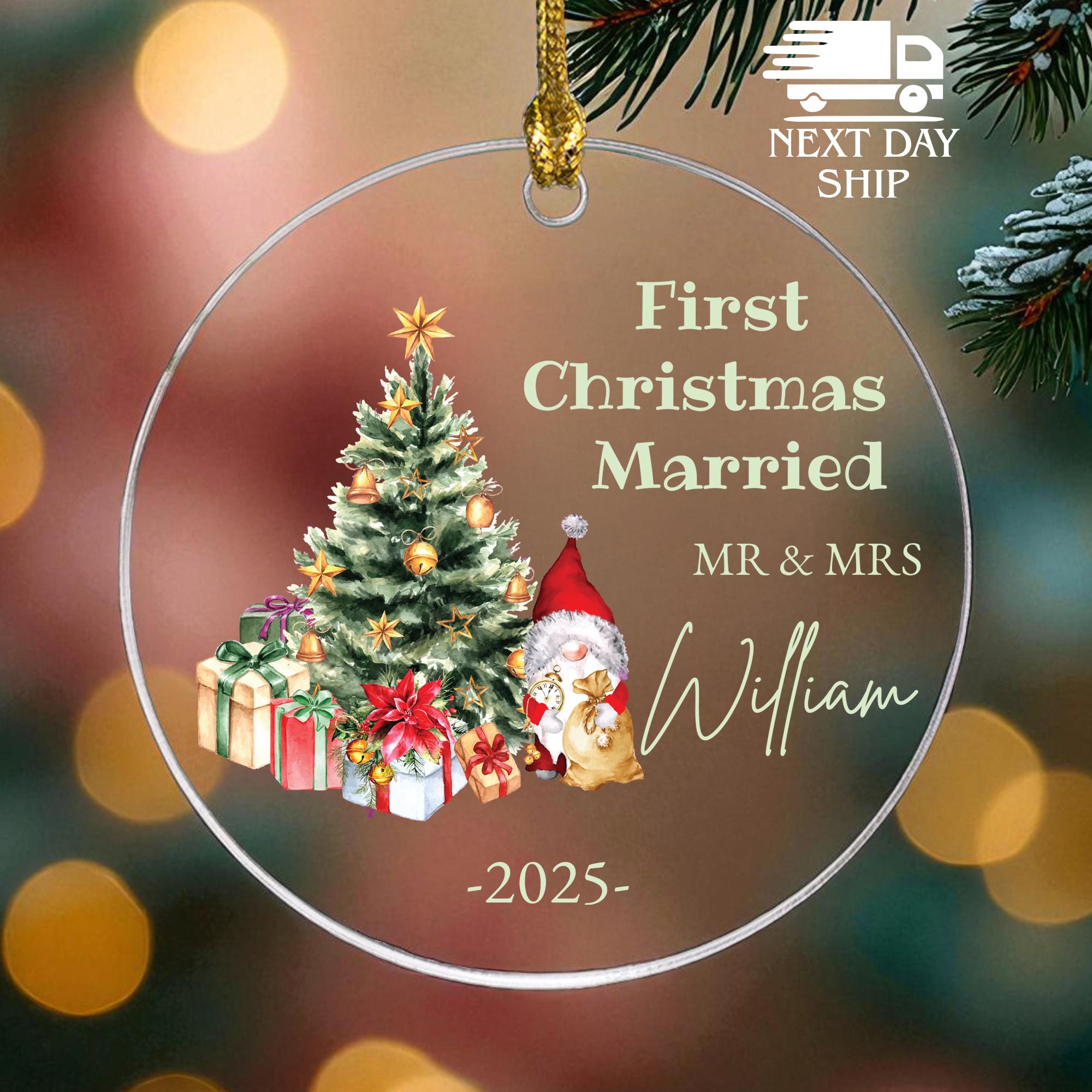 Couple Name Ornament, Mr Mrs Family Name Ornament, Personalized Christmas Keepsake, First Christmas as Married Ornament, Wedding Ornament