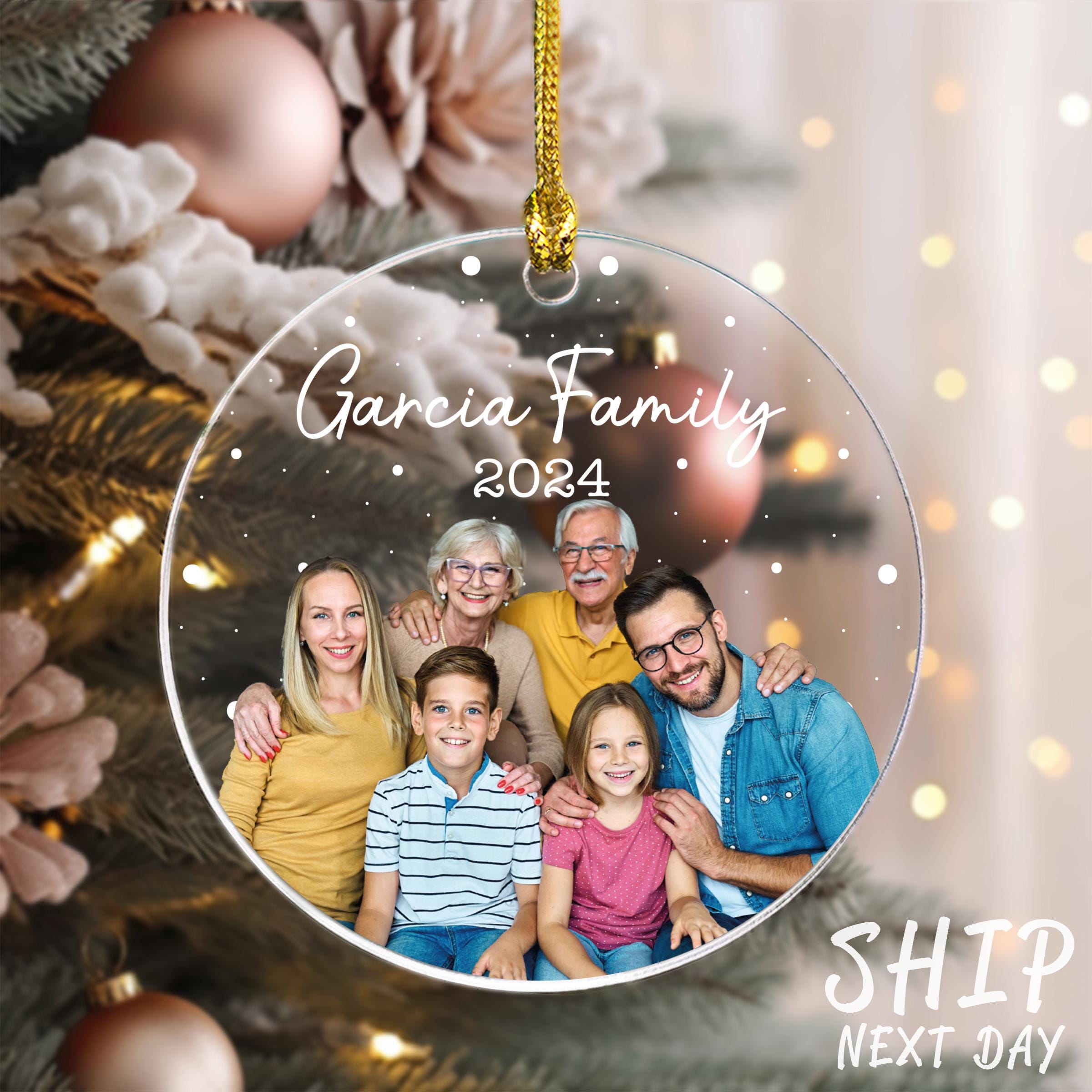 Custom Photo Family Ornament, Personalized Photo Ornament, Last Name Ornament, Family Name Ornament, Christmas Keepsake, Gift For Family