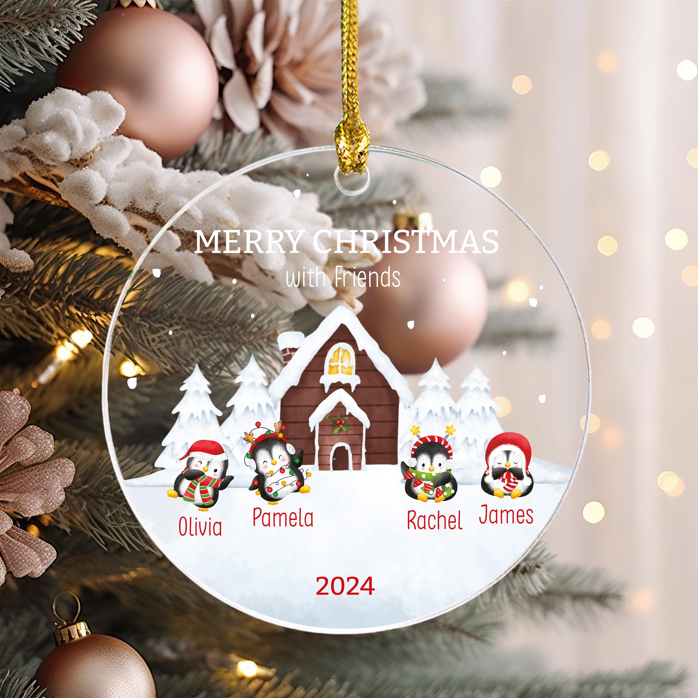 Penguin Family Ornament, Personalized Christmas Gifts, Friendship Ornament, Merry Christmas Ornament, Custom Cute Ornaments, Gift for Her