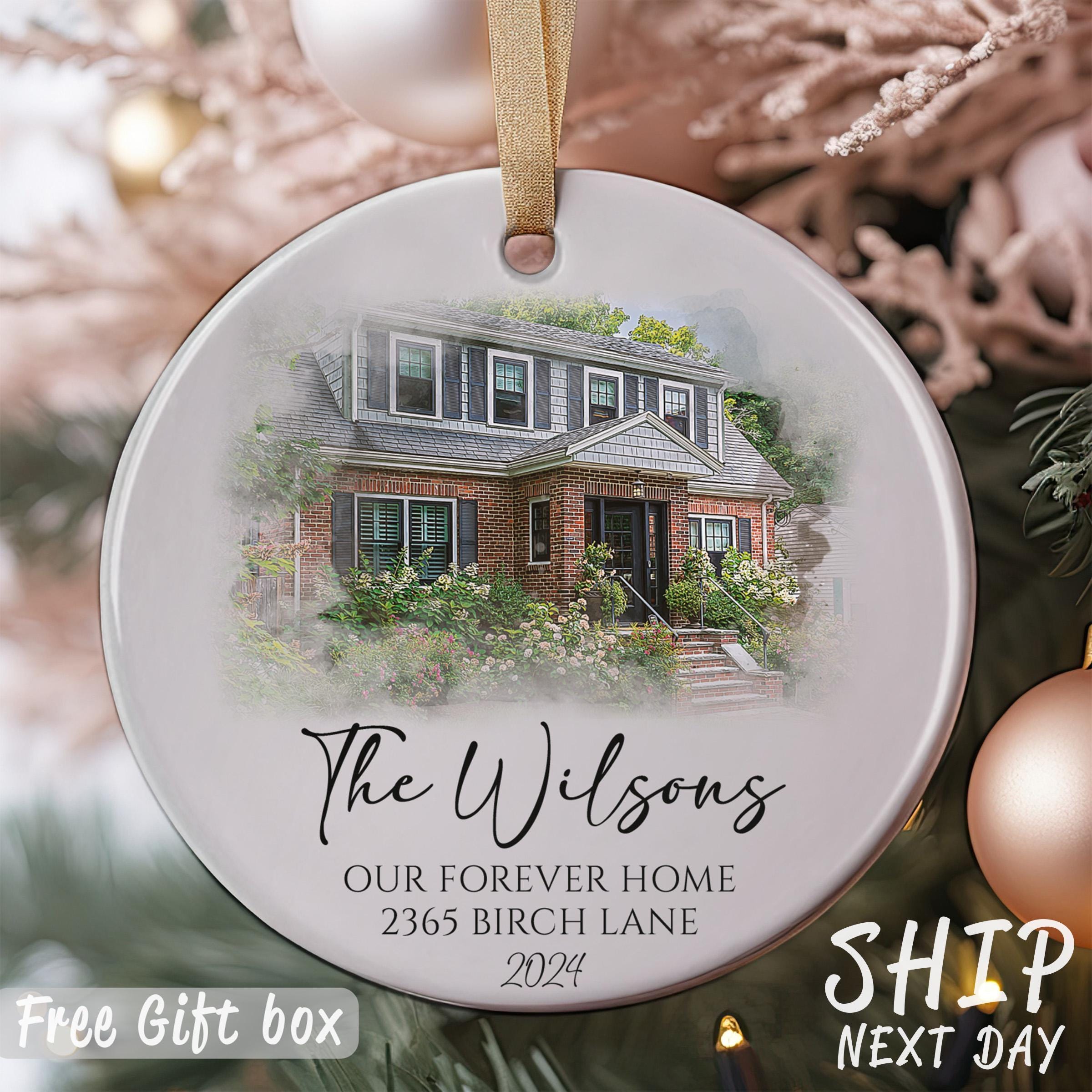 Custom Home Photo Ornament, Family Name Ornaments, House Picture Ornament, Address Ornament, Bulk Realtor Customer Gifts, House Sale Gifts