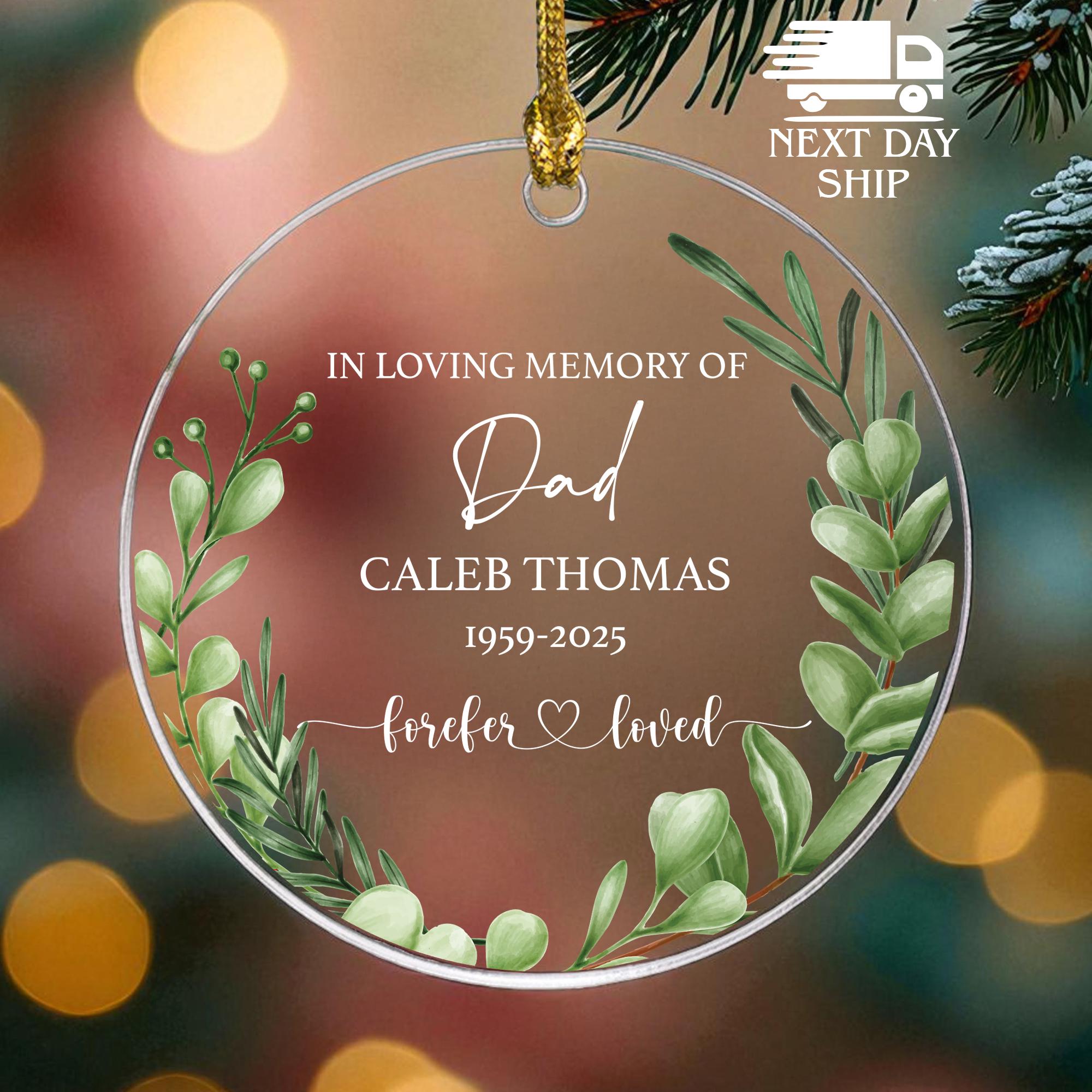 In Loving Memory of Dad Ornament, Dad Loss Ornament, Custom Father Memorial Keepsake, Personalized Forever Loved Husband Ornament Christmas
