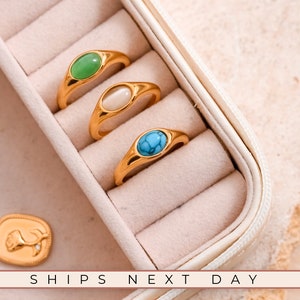 Natural Stone Ring, 18K Gold, Unique Gemstone Rings, Rings For Women, Gold Ring, Gift For Her, Jewelry For Woman, Opal Turquoise Ring