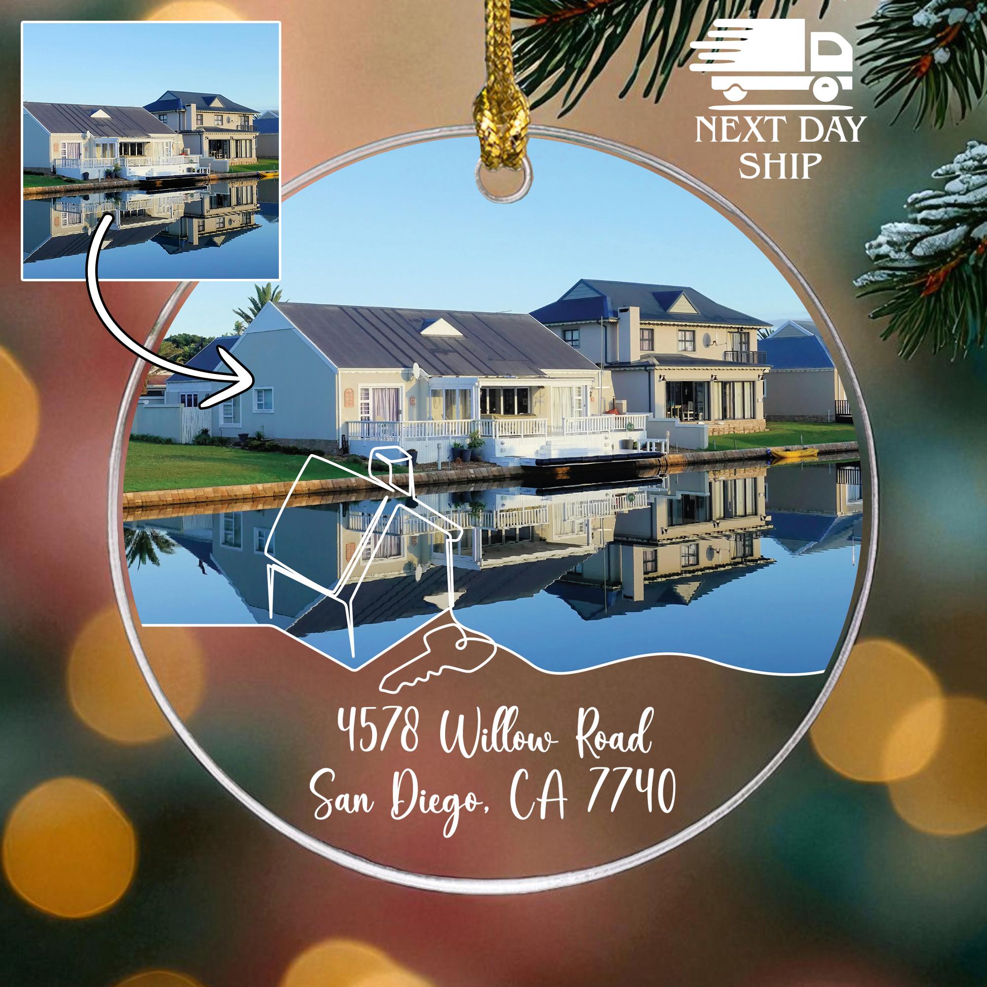 New Home Ornament 2025, Personalized Housewarming Gift with Address, Custom Realtor Closing Gift, First Home Christmas Keepsake