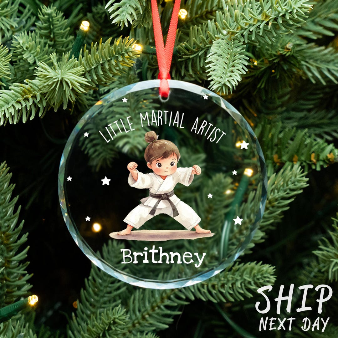 Little Martial Artist Ornament, Custom Name Toddler Ornament, Little