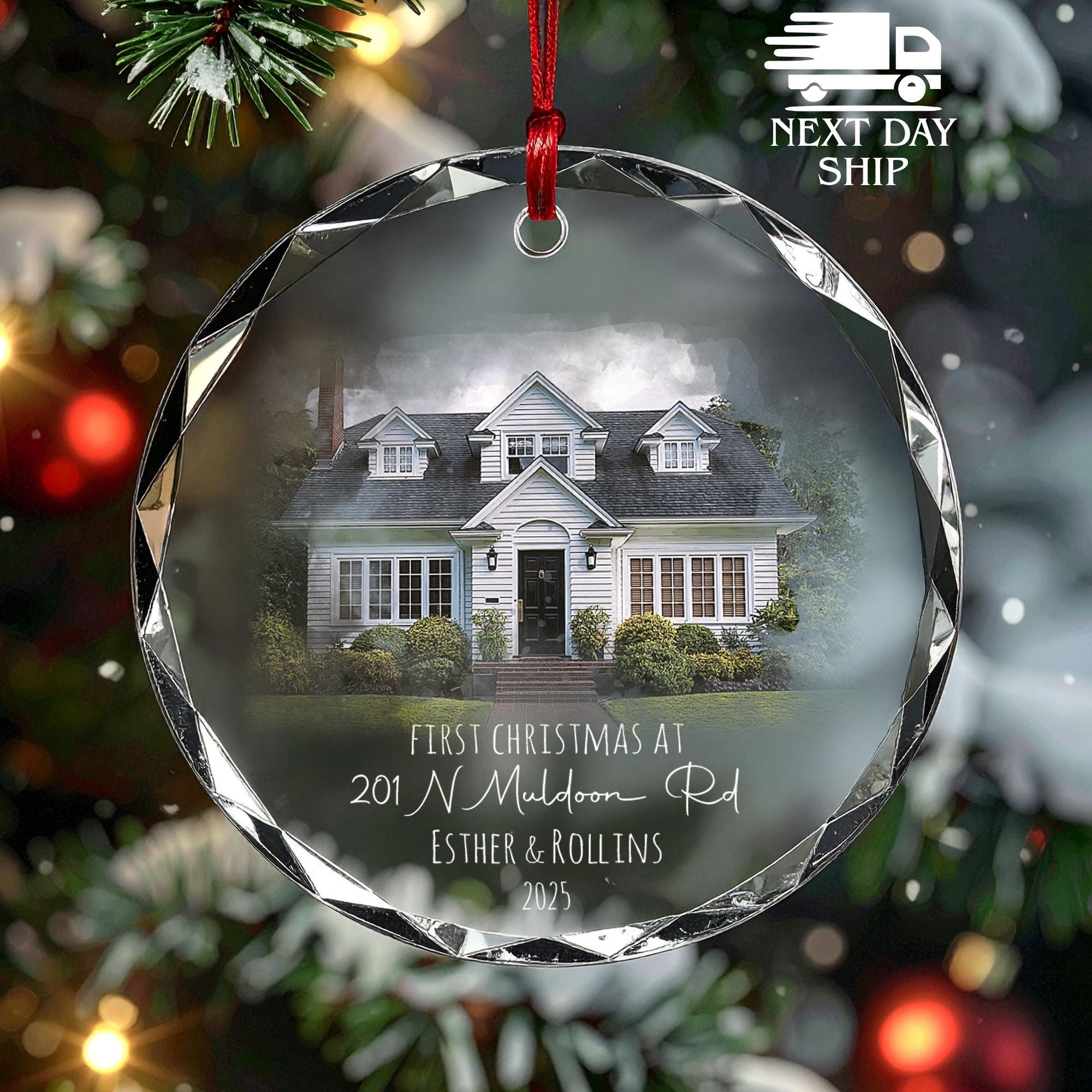 Custom Picture House Ornament, Personalized Address Ornament, Custom Home Photo Christmas Ornament, 2025 Christmas Gifts For Home Owners