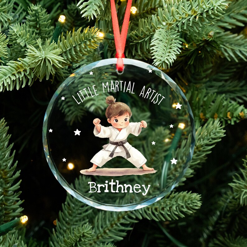 Little Martial Artist Ornament, Custom Name Toddler Ornament, Little