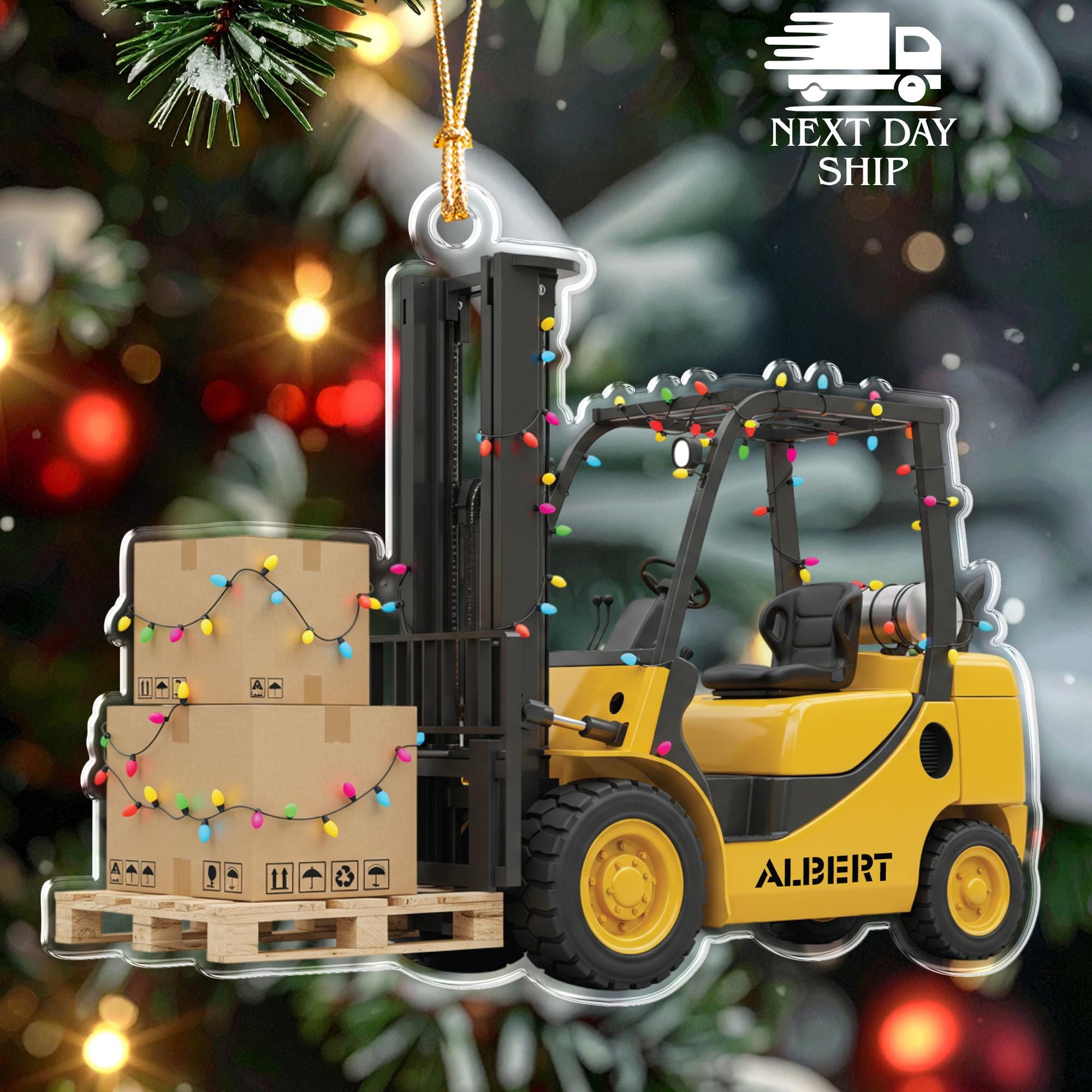 Personalized Forklift Ornament, Custom Name Acrylic Cutout Ornament, Warehouse Worker Christmas Gift, Truck Driver Ornament, Holiday Decor