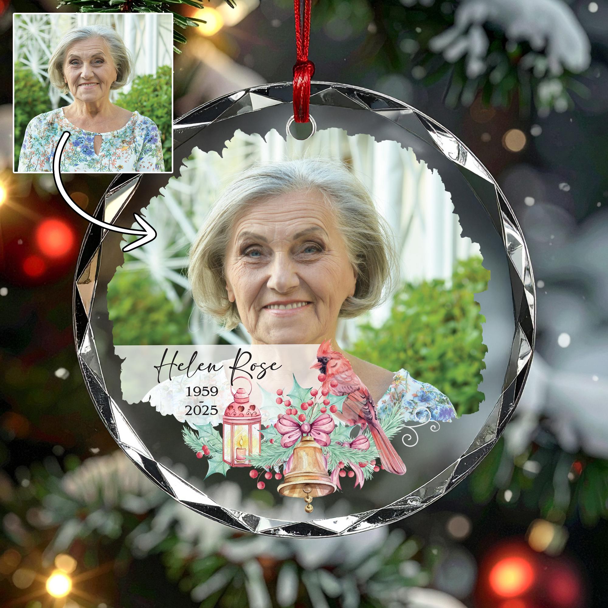 Personalized Memorial Ornament, Custom Photo Cardinal Keepsake, In Loving Memory Sympathy Gift, Ceramic Remembrance Ornament, Christmas Gift