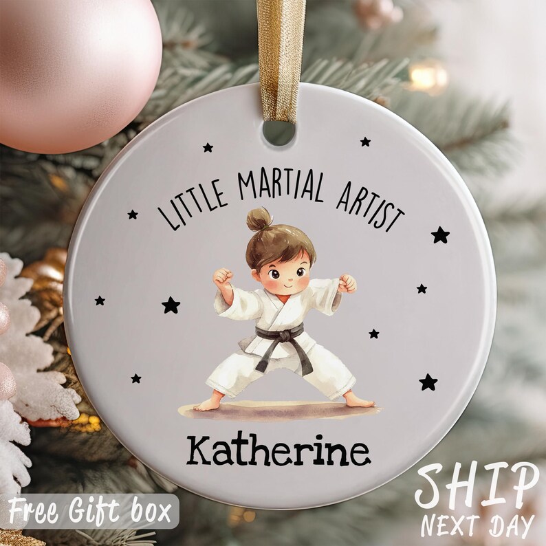 Little Martial Artist Ornament, Custom Name Toddler Ornament, Little