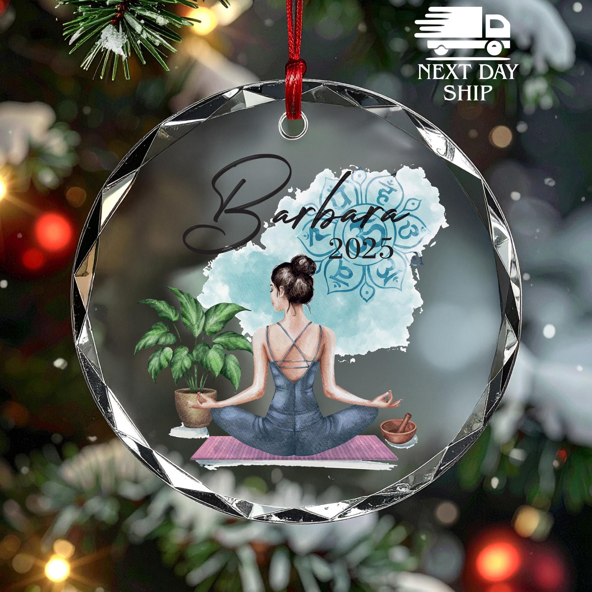 Custom Name Yoga Ornament, Personalized Ornaments for Her, Self Love Ornament, Yoga Instructor Gift, Christmas Keepsake, Meditation Ornament