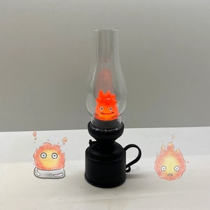 Kawaii Anime Night Light Table Lamp home decor and gifts ，Howls Moving Castle Calcifer table lamp Kawaii  anime Calcifer Night Light
