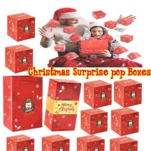 Cajas sorpresa navideñas, caja de cumpleaños, caja navideña, cajas de regalo para fiestas de cumpleaños, cajas de regalo, caja de dinero con regalos sorpresa de Navidad