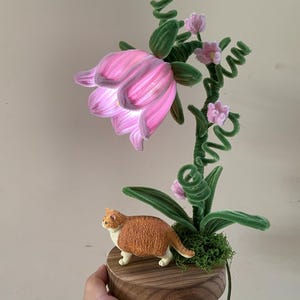 Lámparas de mesa con luz nocturna de orquídea campana únicas hechas a mano, lámpara de mesa con flores, lámpara de noche con flores, decoración y regalos para el hogar, regalos florales personalizados