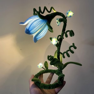 Lámpara de mesa con regalos de flores, lámpara de noche con flores, lámparas de mesa con luz de noche con orquídeas y campanas únicas hechas a mano, regalos de decoración del hogar, regalos personalizados para el nuevo hogar