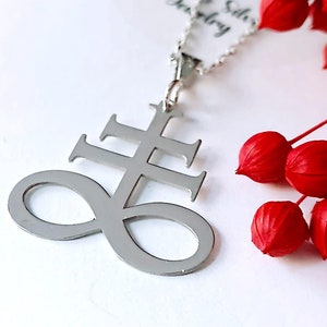 Sterling Silver Leviathan Cross Necklace-Leviathan Cross-Satan Cross Necklace-Satanic Jewelry-