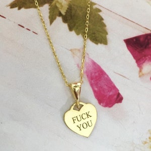 Sterling Silver F.ck You Necklace,F.ck Off Pendant,Dainty Necklace,Slogan Necklace,Birthday Gift,Christmas Gift,Funny Necklace,Personalized