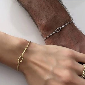 Love Knot Bracelet -Dainty Couple Bracelet- Infinity Bracelet-Unisex Jewelry-Silver Couple Bracelet-Valentines Gift-Gift For Couples-Gift