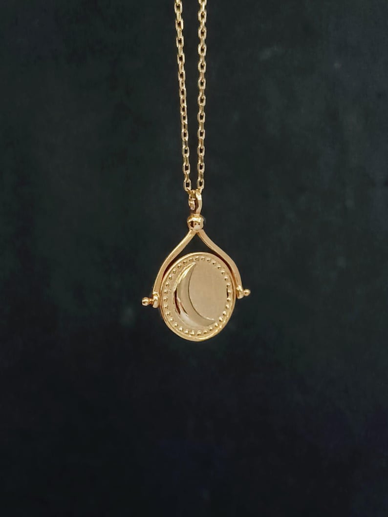 Sterling Silver Sun and Moon Rotating Pendant Necklace - Etsy