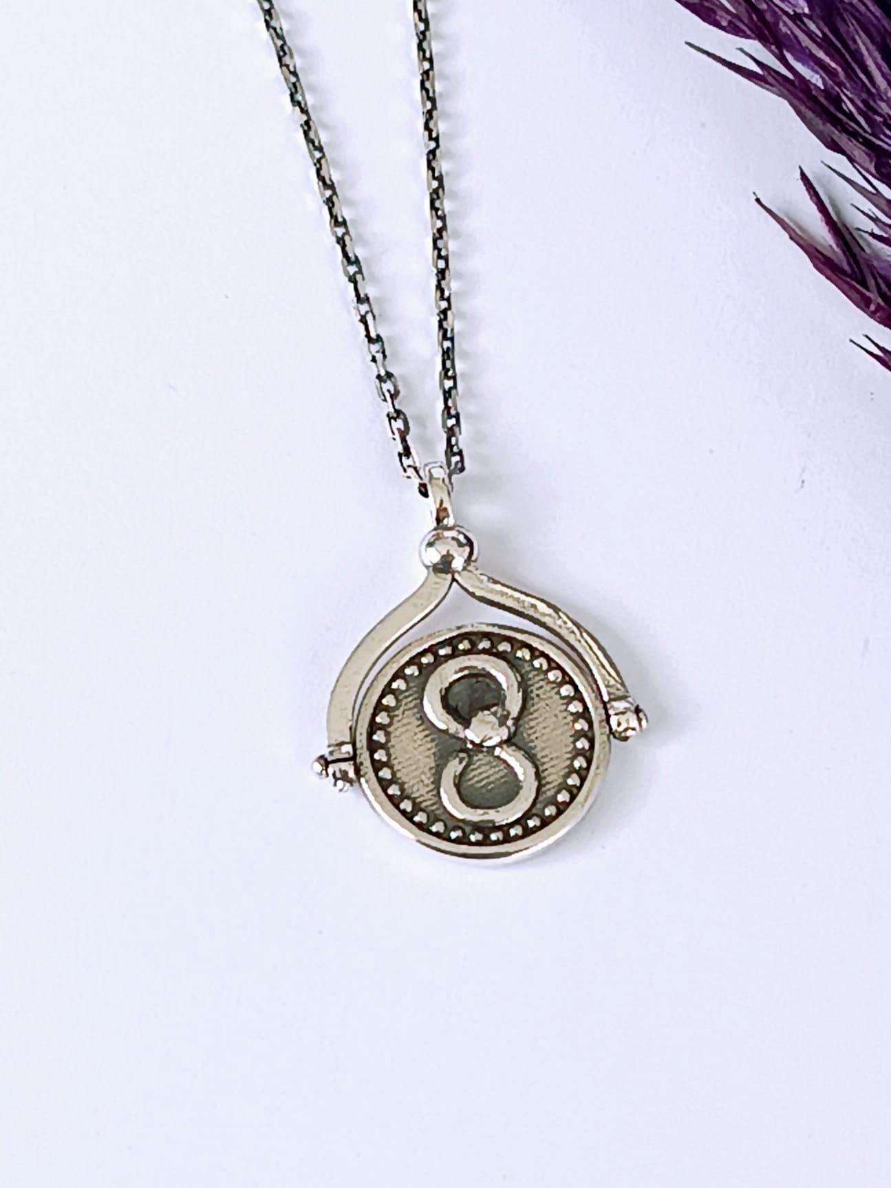 Sterling Silver Celestial Moon Phases Spinner Necklace ,ouroboros ...