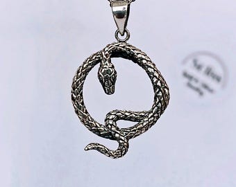 Serpente In Argento Sterling 925 Ciondolo Collana Nodo Di Serpente