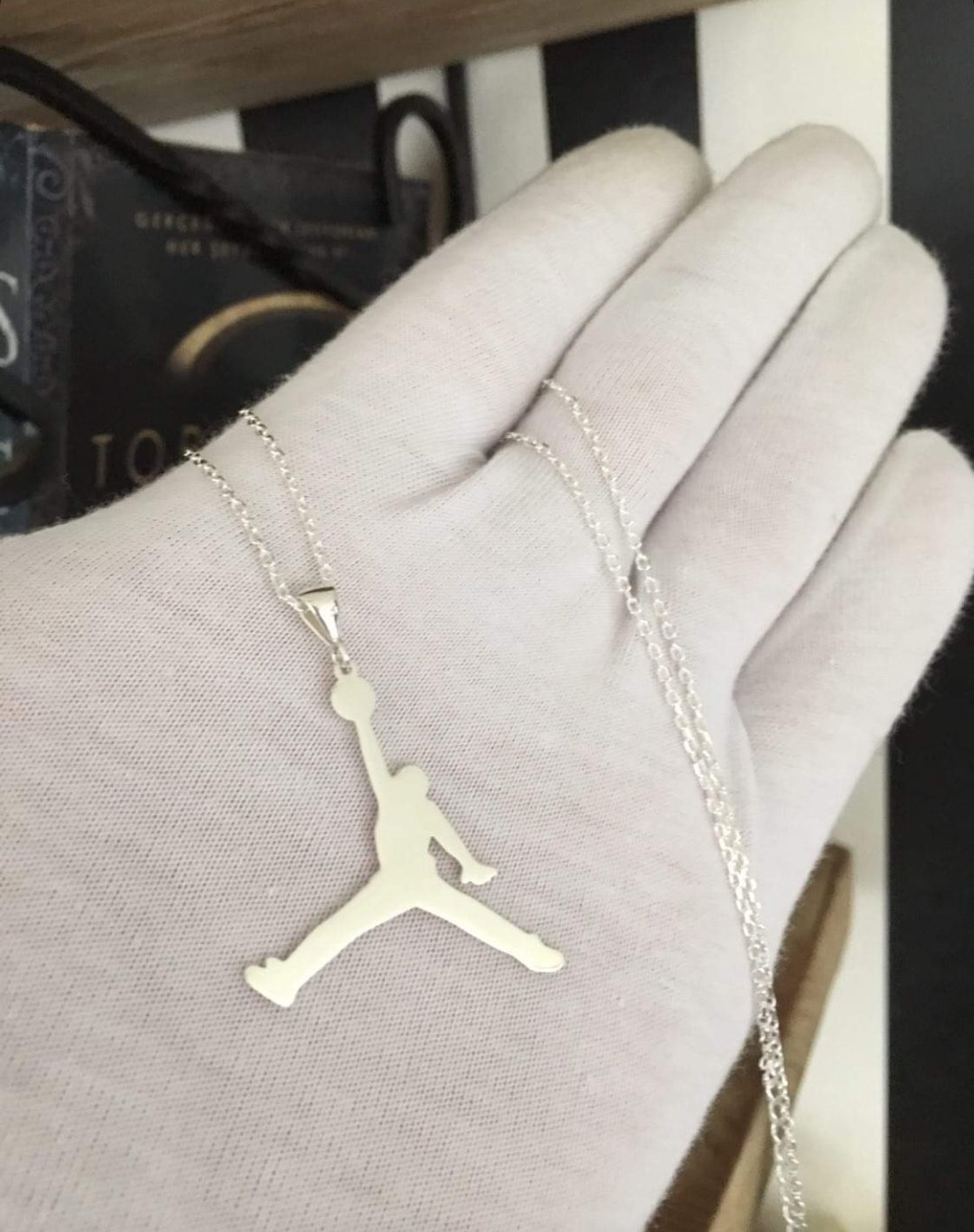 Sterling Silver Michael Jordan Necklaceair Jordan Etsy