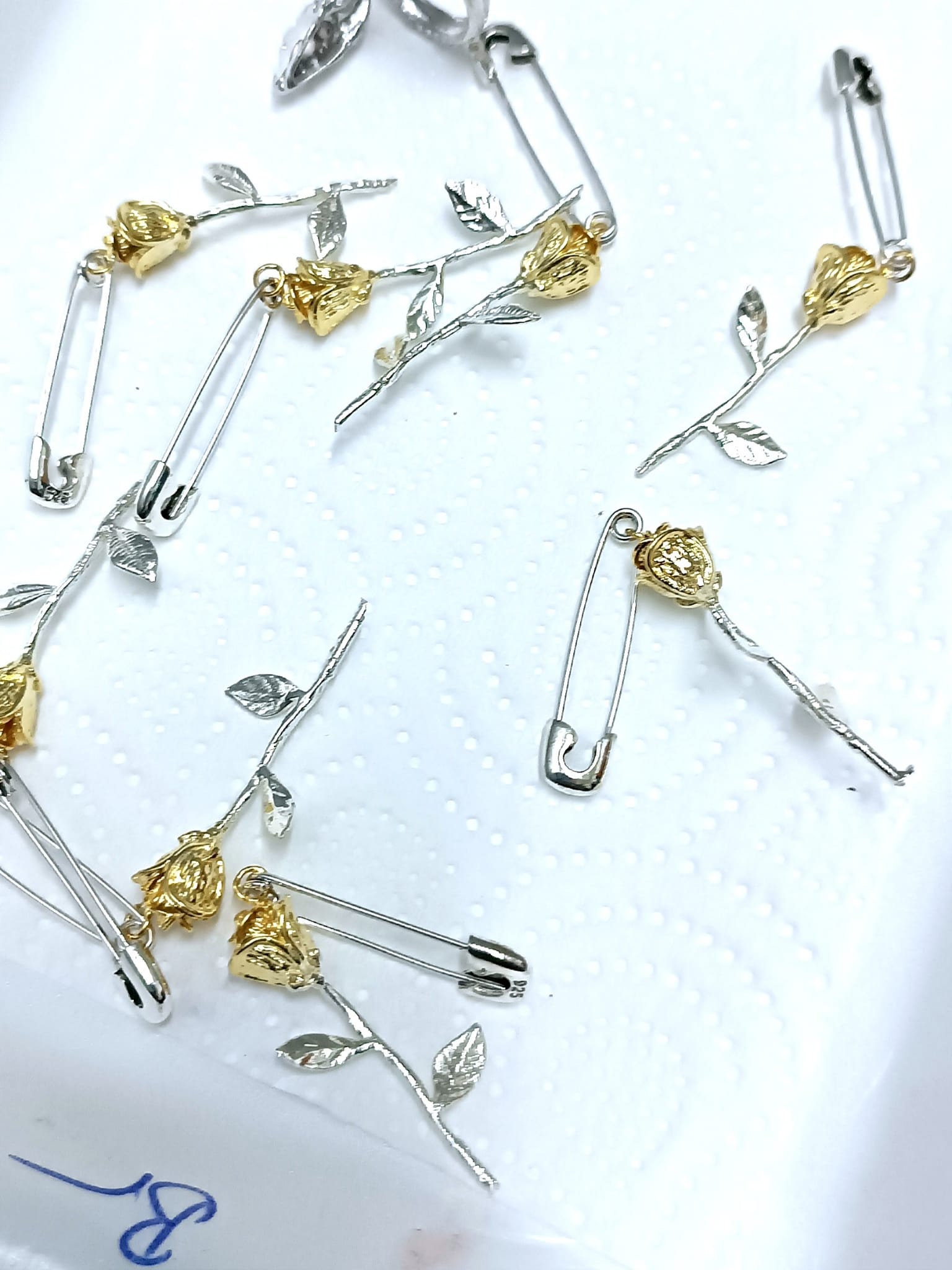 Single Rose Pin Drop Earringsafety Pin Earringrose Etsy