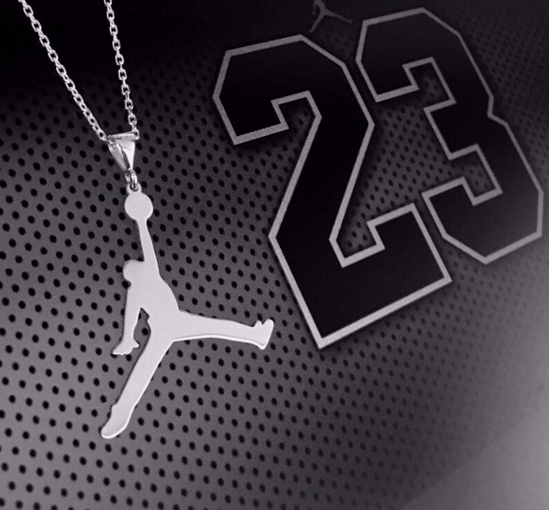 Sterling Silver Michael Jordan Necklaceair Jordan Etsy