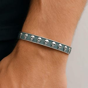 Skull Bracelet,925 Silver Skull Adjustable Cuff Bracelet,Hand Made Bracelet,Gothic Design Bracelet,UnisexBracelet,Gift For Her,Gift For Him