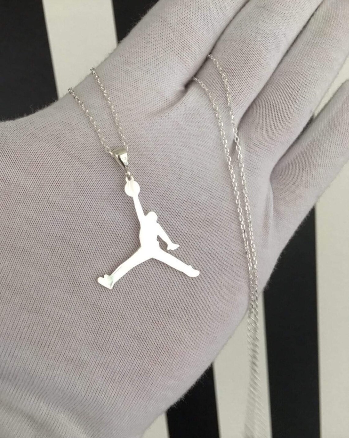 Sterling Silver Michael Jordan Necklaceair Jordan Etsy