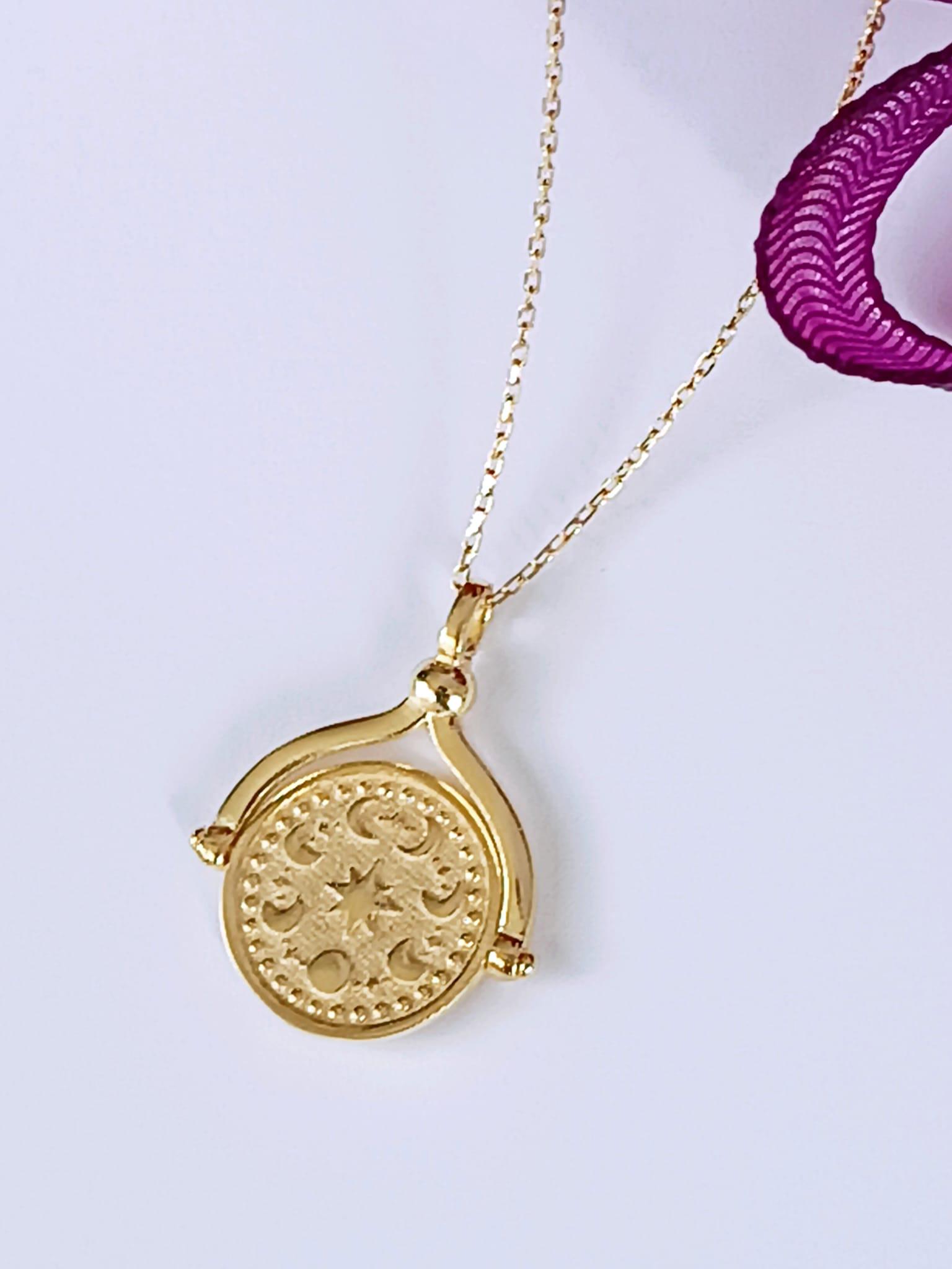 Sterling Silver Celestial Moon Phases Spinner Necklace ,ouroboros ...