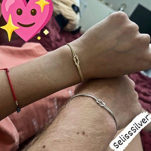 Pulsera de nudo de amor - Pulsera delicada para parejas - Pulsera de infinito - Joyas unisex - Pulsera de plata para parejas - Regalo de San Valentín - Regalo para parejas - Regalo