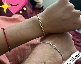 Sterling Silver Love Knot Bracelet: Dainty Couple Jewelry