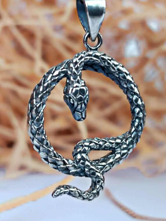 YAFEINI Collana Serpente Mezzaluna In Argento 925 – Nero Gotico Punk Regalo Donna