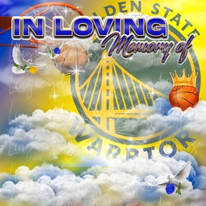 Blue Yellow Sky In Loving Memory Basketball Heaven Memorial, PNG-sjabloon voor foto rust in vrede toevoegen voor begrafenis RIP-gedenkteken