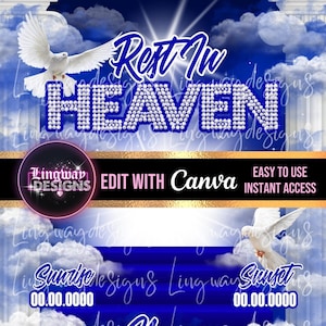 Blue Heaven Sky In Loving Memory Memorial PNG add photo rest in peace template for funeral RIP Background
