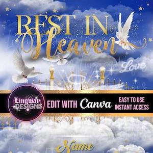 Cielo azul, puertas doradas del cielo, descansa en el cielo, palomas, alas de ángel, por siempre en nuestros corazones, PNG, agregar foto, descansa en paz, plantilla, funeral, RIP Memorial