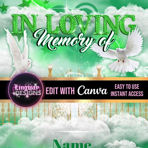 Green Heavens Gate In Loving Memory Forever In Our Hearts PNG add photo rest in peace template RIP Memorial