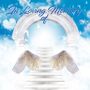 Sky In Loving Memory Of Angel Wings Memorial PNG add photo rest in peace template for funeral RIP Memorial