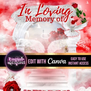 Red Sky In Loving Memory Of Angel Wings Heart Cloud Memorial PNG add photo rest in peace template for funeral RIP Memorial