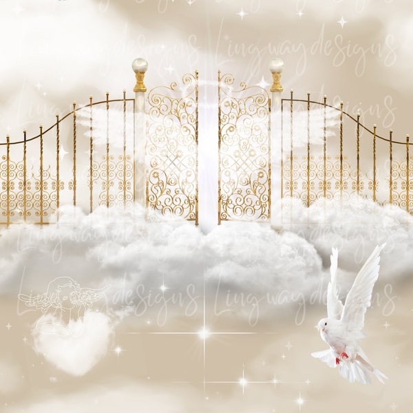 Tan Neutral Heaven Sky Forever In Our Hearts Angel Wings Memorial PNG add photo rest in peace template for funeral RIP Memorial