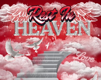 Red Black Heavens Stairway Happy Heavenly Birthday Memorial 