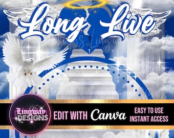 Blue Long Live Heavens Gate Stairs In Loving Memory Forever In Our Hearts PNG add photo rest in peace template RIP Memorial