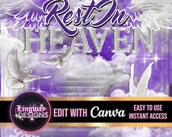 Purple Silver Rest In Heaven Stairs Missing You Angel Memorial PNG add photo rest in peace template for funeral RIP memorial
