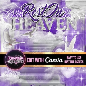 Purple Silver Rest In Heaven Stairs Missing You Angel Memorial PNG add photo rest in peace template for funeral RIP memorial