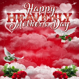 Red Sky Heavenly Mothers Day Heavens Sky Memorial Background PNG add photo rest in peace template for funeral RIP Memorial