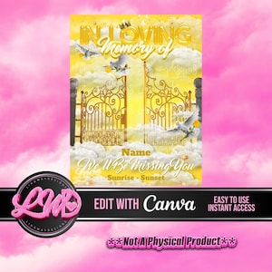 Yellow Heaven Golden Gate In Loving Memory Missing You PNG add words photo rest in peace template for funeral RIP Memorial