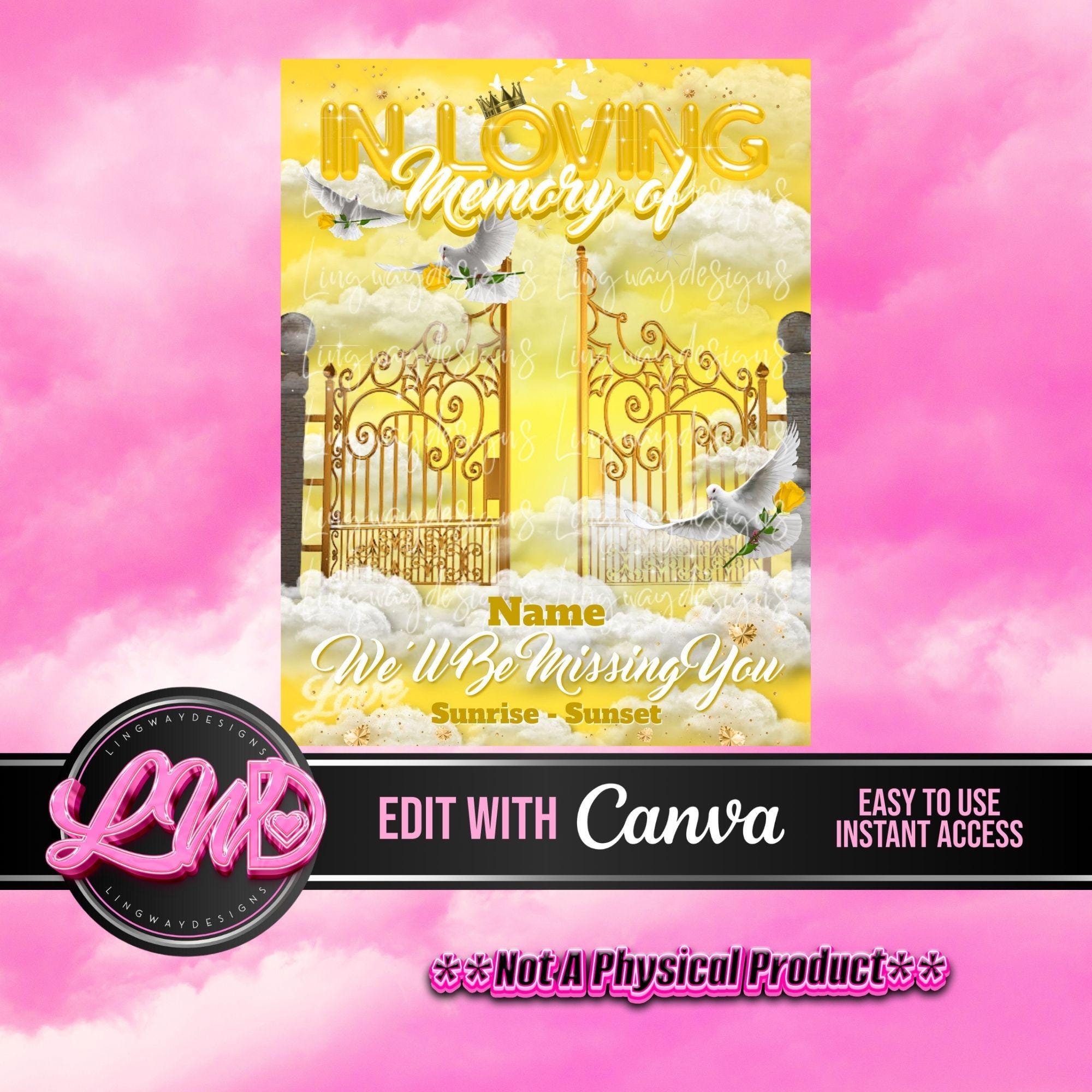 Yellow Heaven Golden Gate in Loving Memory Missing You PNG Add
