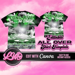 Green Black Sky Long Live The Greatest Heaven Memorial All Over 3D Extra Bonus Design rest in peace for funeral RIP memorial