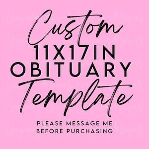 Custom 11”x17” Obituary (8 pages) | Funeral Program Obituary | Celebration of Life | Keepsake | Digital Templates Only