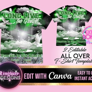 Green Black Sky Long Live The Greatest Heaven Memorial All Over 3D Extra Bonus Design rest in peace for funeral RIP memorial